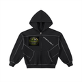 Contrast-Stitched Boxy Fleece Zip Hoodie