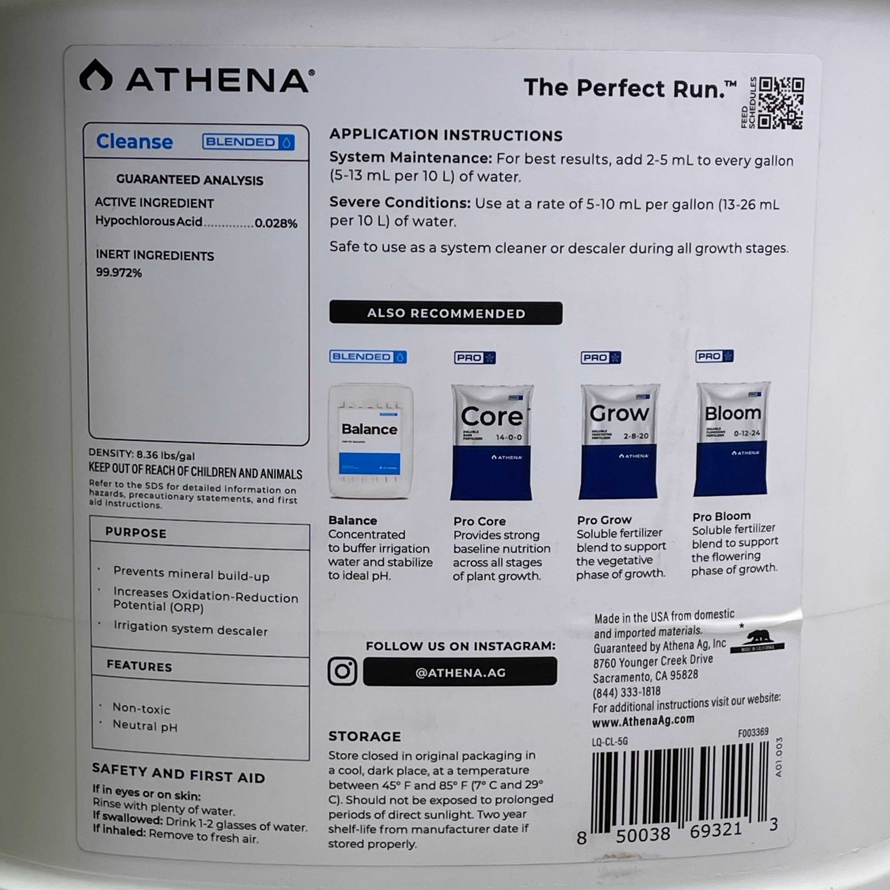 ATHENA (5 GALLON) Cleanse Plant Safe Descaler Hydroponic Irrigation Systems