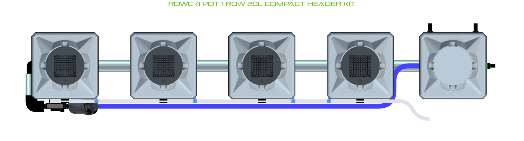 ALIEN RDWC 4 Pot 1 Row Kit