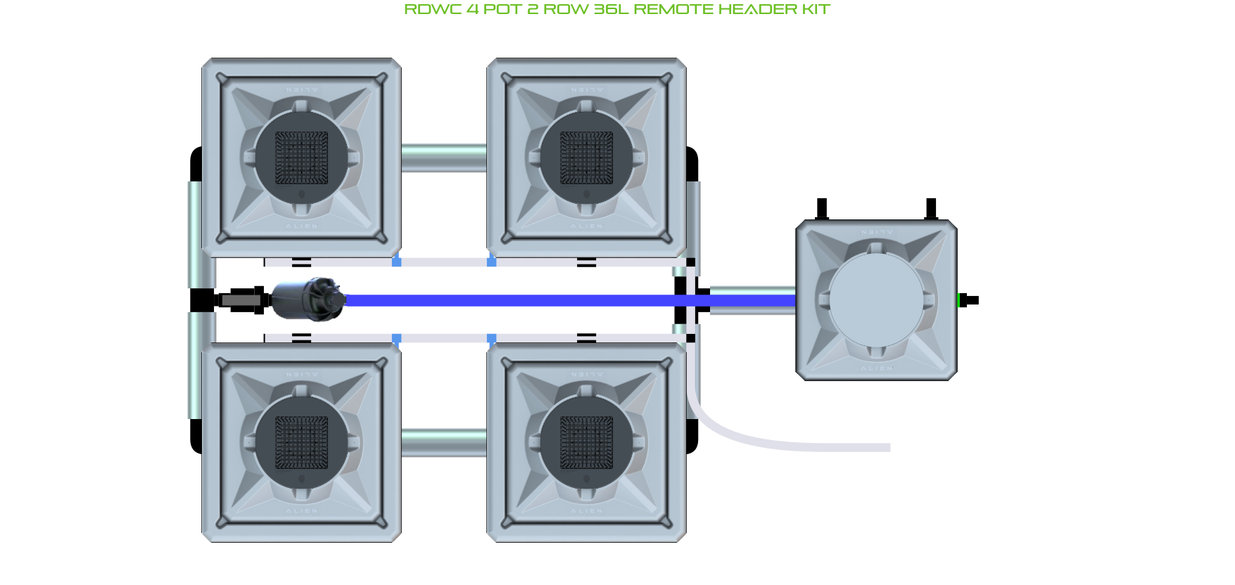 ALIEN RDWC 4 Pot 2 Row Kit
