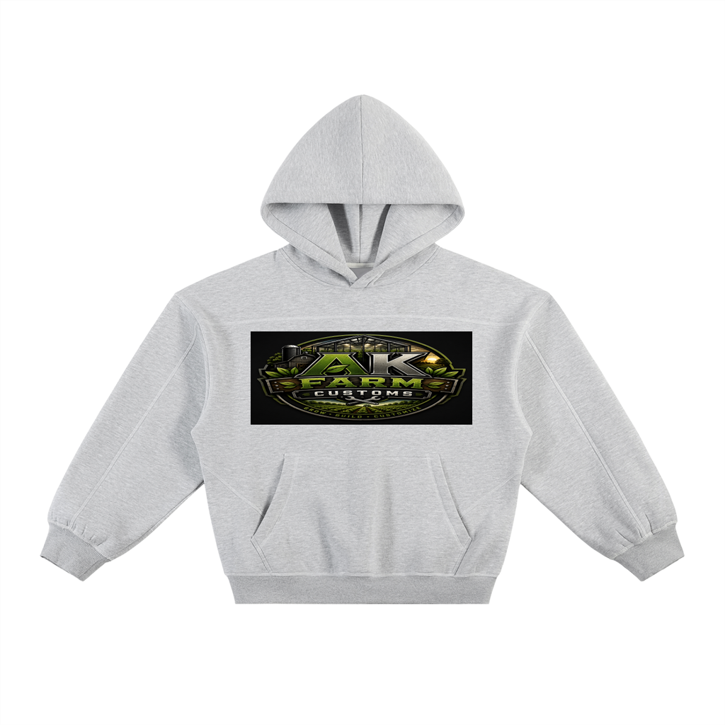 Contrast-Stitched Boxy Fleece Hoodie