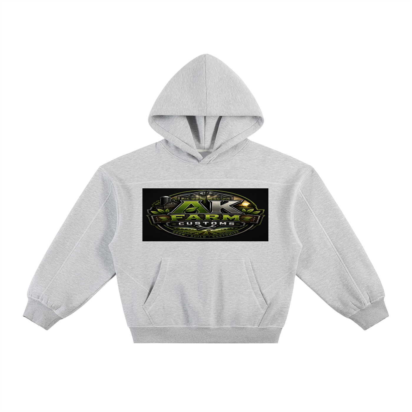 Contrast-Stitched Boxy Fleece Hoodie