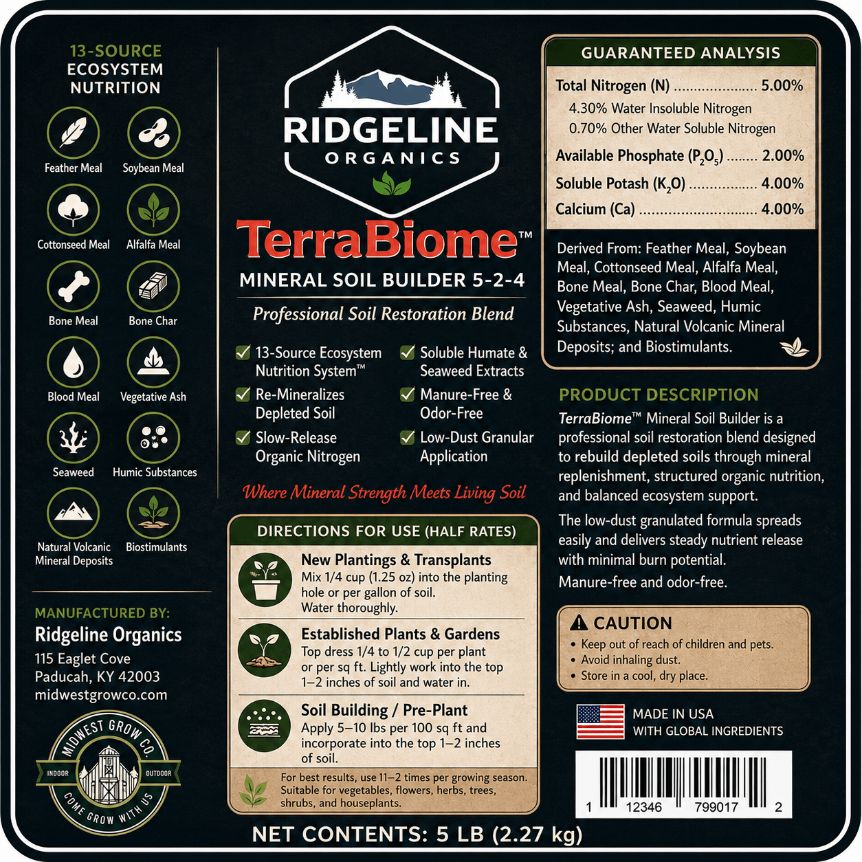 Ridgeline Organics Terra Biome™ Mineral Soil Builder 5-2-4 5lb bag
