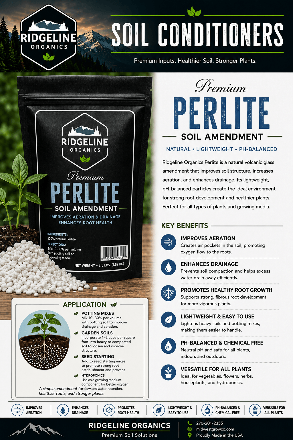 Ridgeline Organics Perlite 3.5 lb