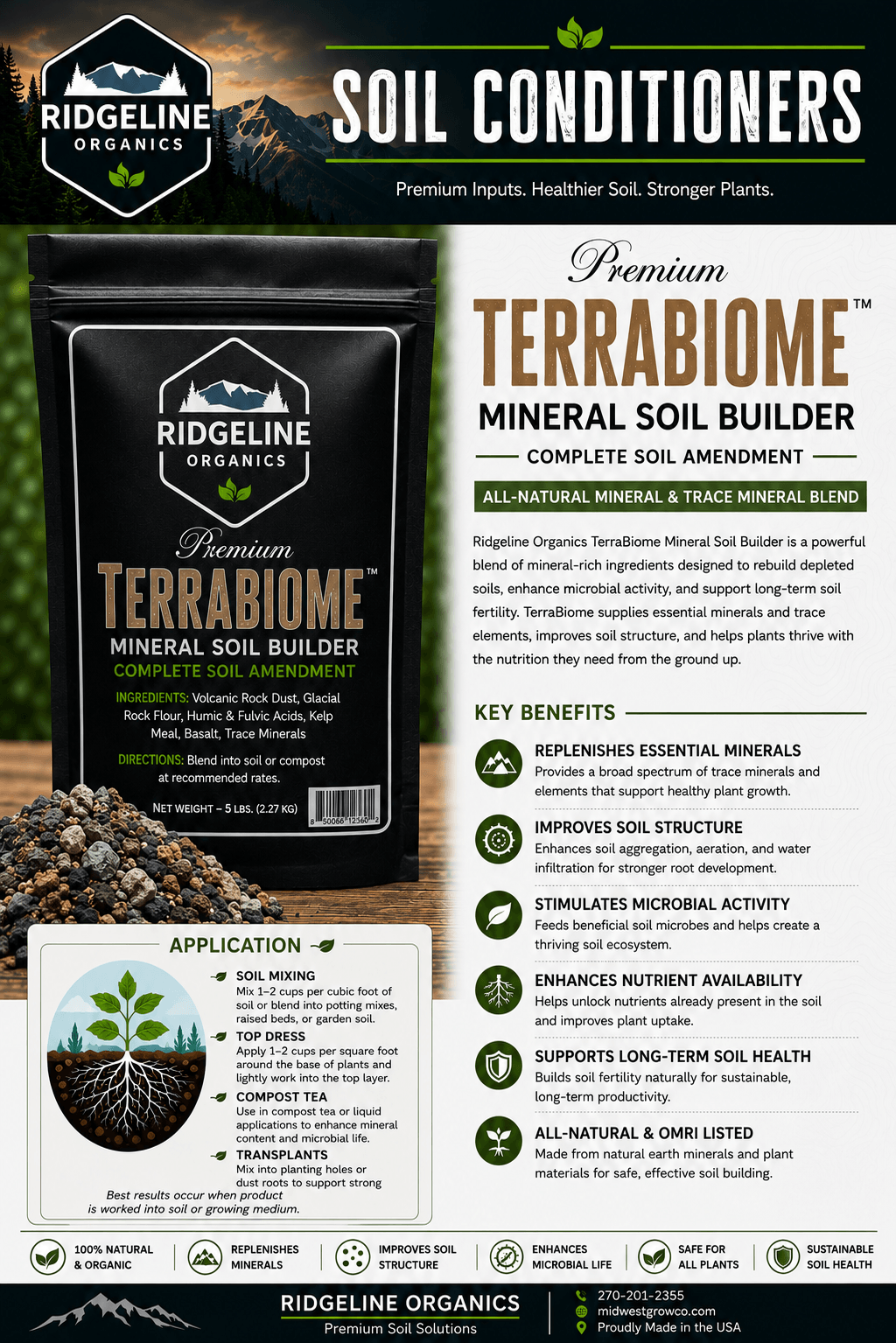 Ridgeline Organics Terra Biome™ Mineral Soil Builder 5-2-4 5lb bag